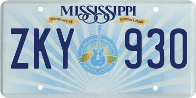 MS license plate ZKY930