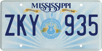 MS license plate ZKY935