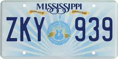 MS license plate ZKY939