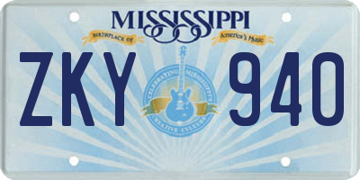 MS license plate ZKY940