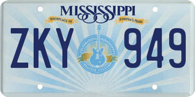 MS license plate ZKY949