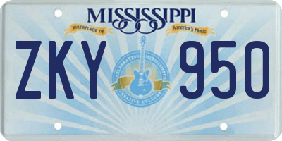 MS license plate ZKY950