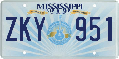MS license plate ZKY951