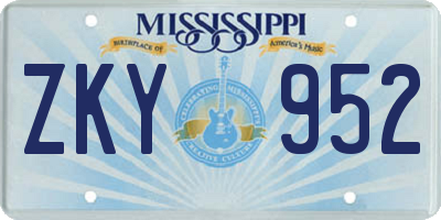 MS license plate ZKY952