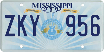 MS license plate ZKY956