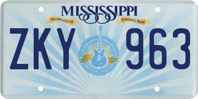 MS license plate ZKY963