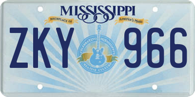 MS license plate ZKY966