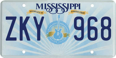 MS license plate ZKY968