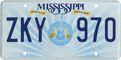 MS license plate ZKY970