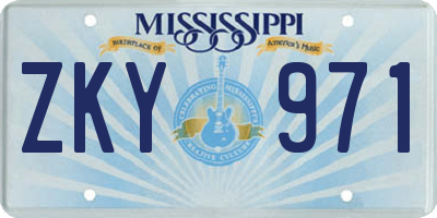 MS license plate ZKY971