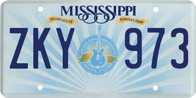 MS license plate ZKY973