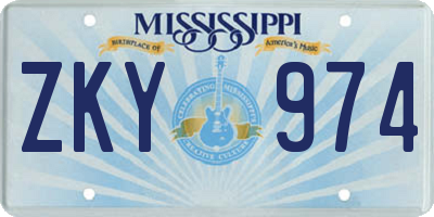 MS license plate ZKY974
