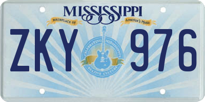 MS license plate ZKY976