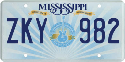 MS license plate ZKY982