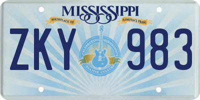 MS license plate ZKY983