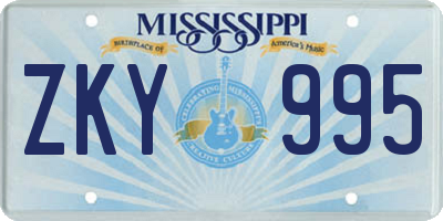 MS license plate ZKY995