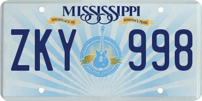 MS license plate ZKY998