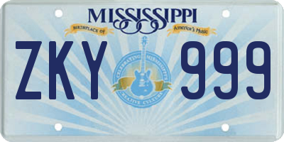 MS license plate ZKY999