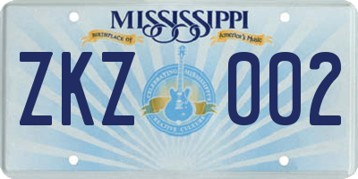 MS license plate ZKZ002