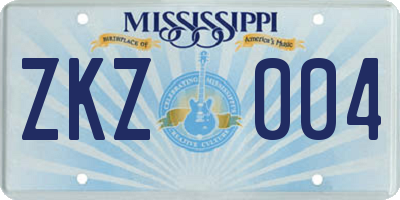 MS license plate ZKZ004