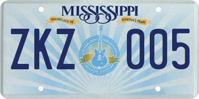 MS license plate ZKZ005