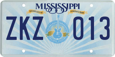 MS license plate ZKZ013