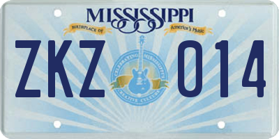 MS license plate ZKZ014