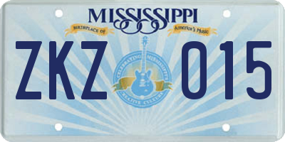 MS license plate ZKZ015
