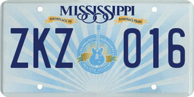 MS license plate ZKZ016