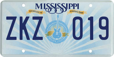 MS license plate ZKZ019