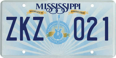 MS license plate ZKZ021