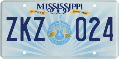 MS license plate ZKZ024
