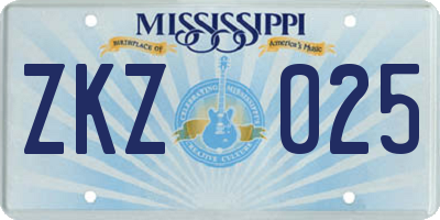MS license plate ZKZ025