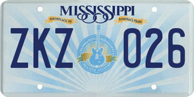 MS license plate ZKZ026