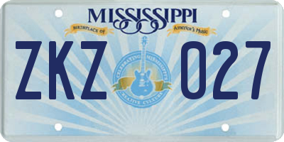 MS license plate ZKZ027