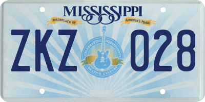 MS license plate ZKZ028