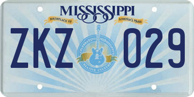MS license plate ZKZ029