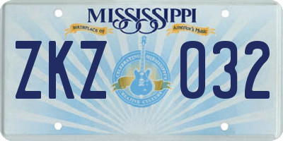 MS license plate ZKZ032