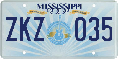 MS license plate ZKZ035