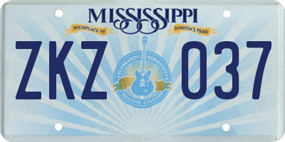 MS license plate ZKZ037
