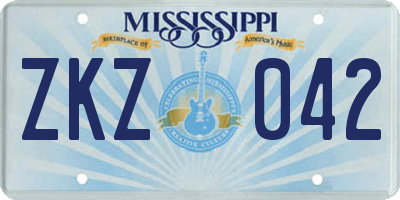 MS license plate ZKZ042