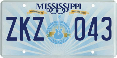 MS license plate ZKZ043