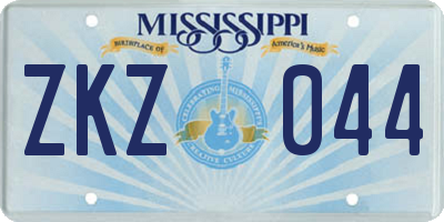 MS license plate ZKZ044