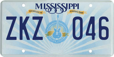 MS license plate ZKZ046