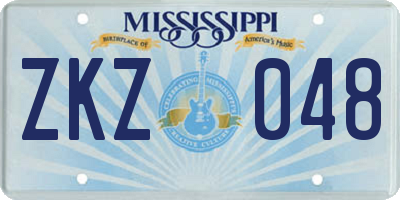 MS license plate ZKZ048