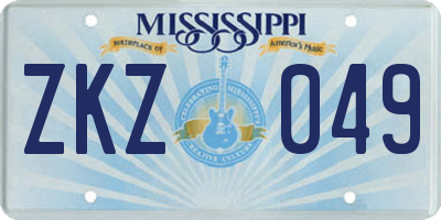 MS license plate ZKZ049