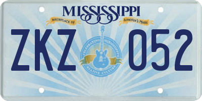 MS license plate ZKZ052