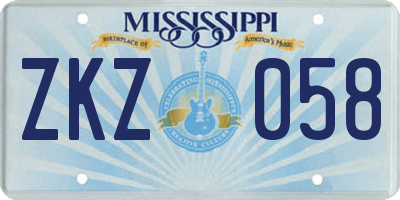 MS license plate ZKZ058