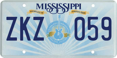 MS license plate ZKZ059