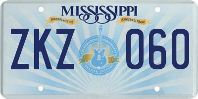 MS license plate ZKZ060